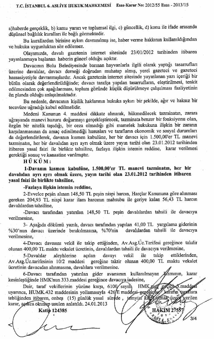 Bolu Gündem Gazetesi HAYTAP’a Hakaretten Tazminata Mahkum Oldu !